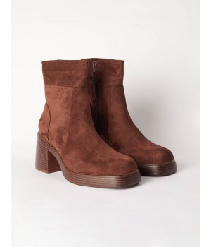 STPAY Cuffed Suede Chunky Heel Boots