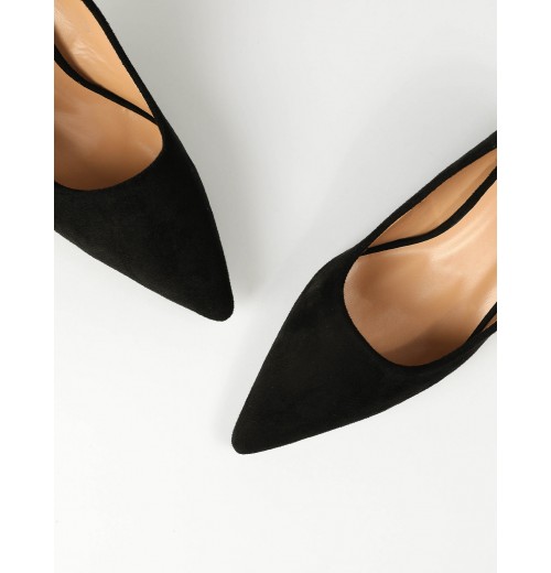 STPAY Pointed Suedette Heels