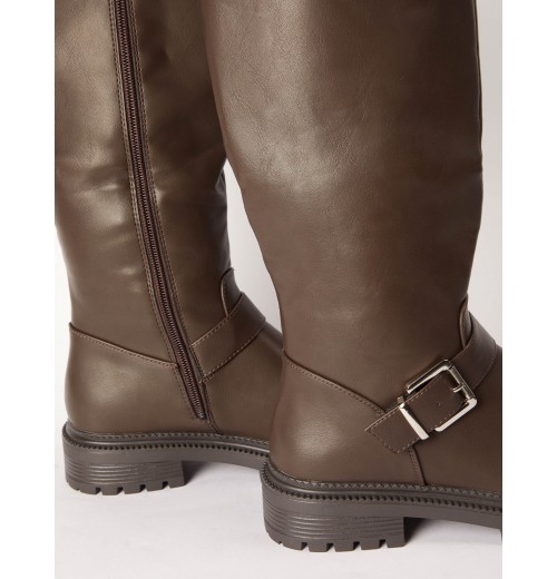 STPAY Knee High Buckle Detail Boot