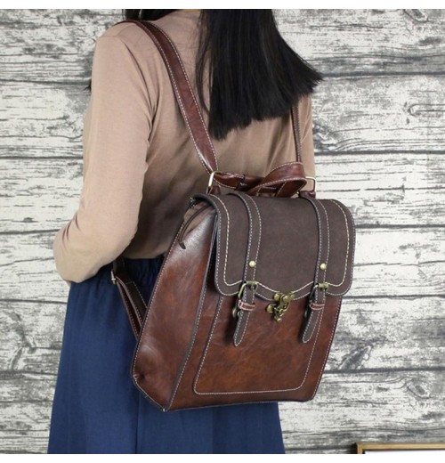 STPAY Double Buckle Flap Backpack