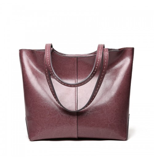 STPAY Leather Rectangle Tote Bag