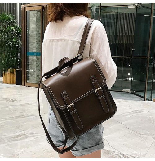 STPAY Leather buckle backpack