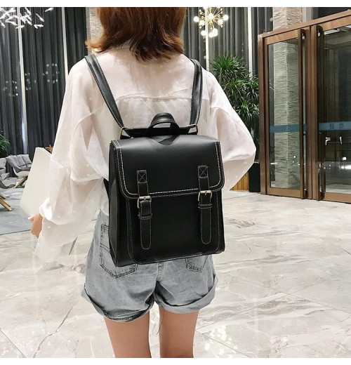 STPAY Leather buckle backpack