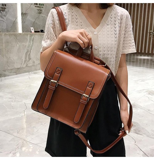 STPAY Leather buckle backpack