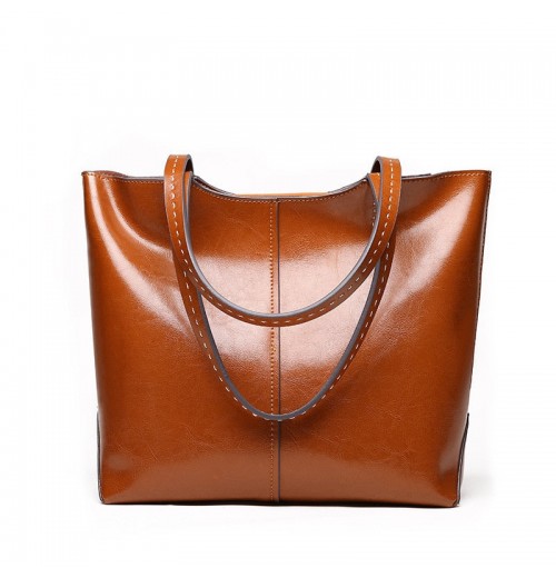 STPAY Leather Rectangle Tote Bag