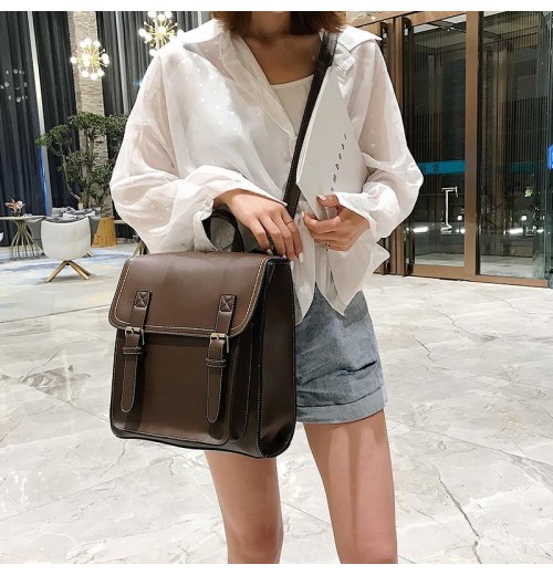 STPAY Leather buckle backpack