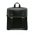 STPAY Black Leather Buckle Backpack