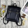 STPAY Black Leather Buckle Backpack