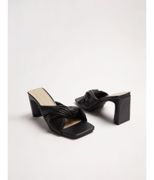 STPAY Twist Strap Mules With Square Toe