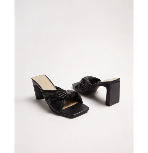 STPAY Twist Strap Mules With Square Toe