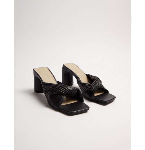 STPAY Twist Strap Mules With Square Toe