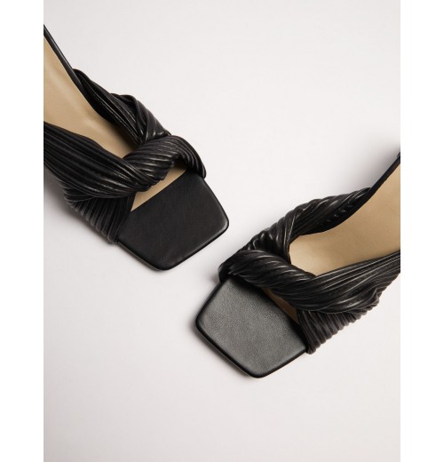 STPAY Twist Strap Mules With Square Toe