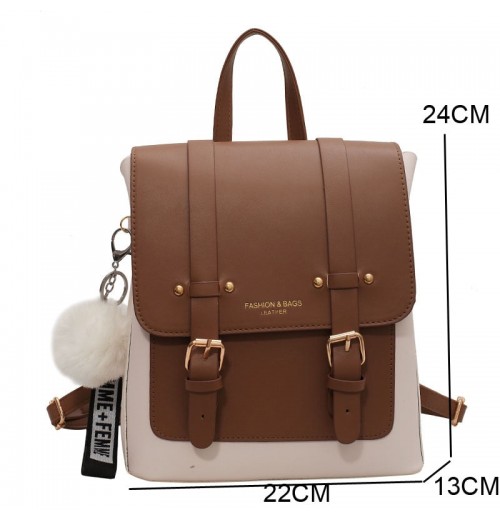 STPAY Leather Backpack With Buckles