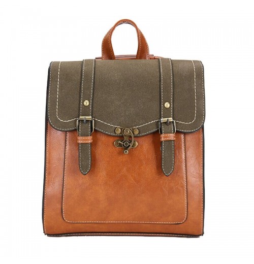 STPAY Double Buckle Leather Backpack