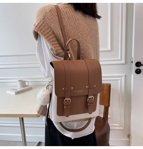 STPAY Leather Backpack With Buckles