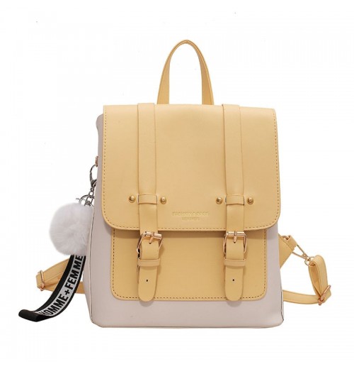 STPAY Leather Backpack With Buckles