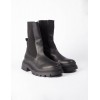 STPAY PU Rib Detail Combat Style Boots