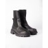 STPAY PU Rib Detail Combat Style Boots